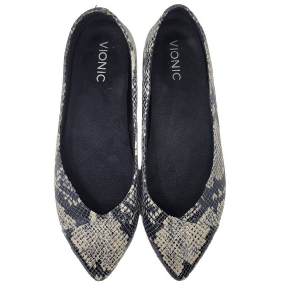 VIONIC Caballo Snake Slip On Flats Point Toe Comfort Orthopedic Shoes - Picture 3 of 11